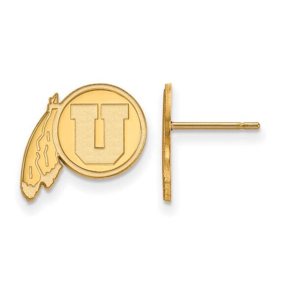 14k Gold Plated Silver University of Utah Small Post Earrings - Picture 1 of 3